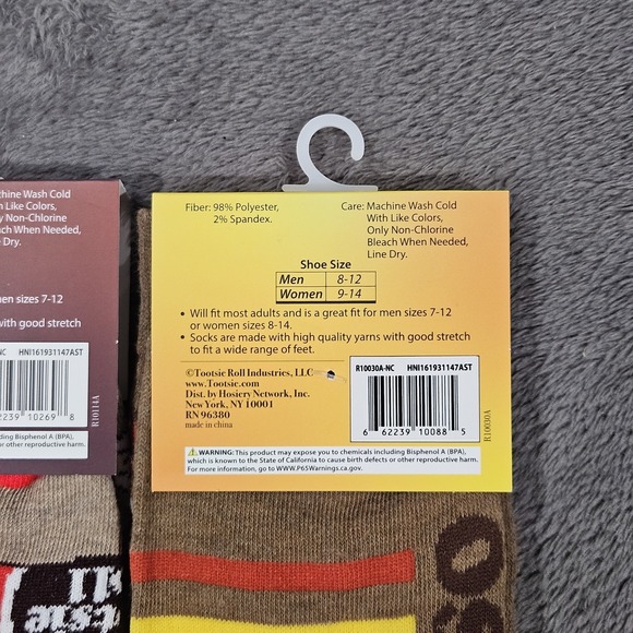 Tootsie Roll & Pops Crew 2 Pair Socks Novelty Design Adult One Size‎ Fun Crazy - Picture 6 of 7